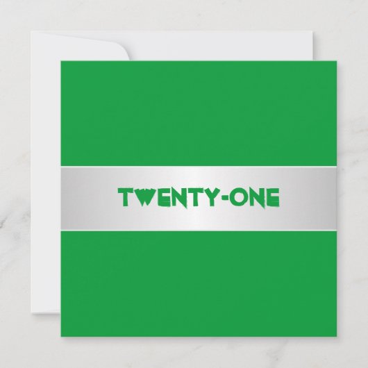 緑と白21歳の誕生日パーティー 招待状 (正面)