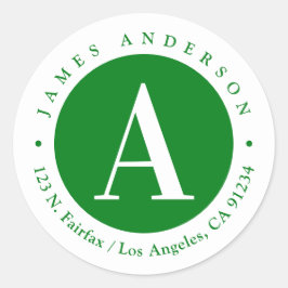 緑と白2 |モノグラム差出人住所 ラウンドシール