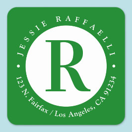 緑と白 |モノグラム差出人住所 スクエアシール