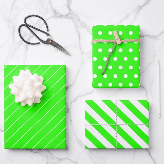 緑と白 ラッピングペーパーシート (正面)
