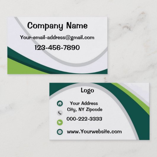 緑と白 名刺 (正面/裏面)