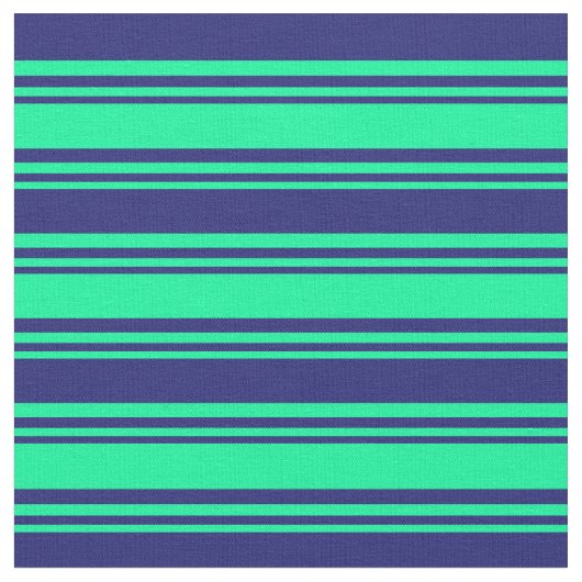 緑と真夜中の青い線 ファブリック (クローズアップ)