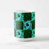 緑と空の青いチェスまたはシアン、長方形 コーヒーマグカップ (中央)