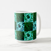 緑と空の青いチェスまたはシアン、長方形 コーヒーマグカップ (正面右)