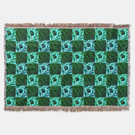 緑と空の青いチェスまたはシアン、長方形 スローブランケット
