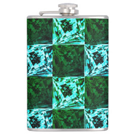 緑と空の青いチェスまたはシアン、長方形 フラスク