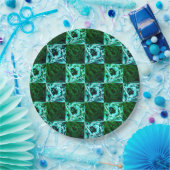 緑と空の青いチェスまたはシアン、長方形 ペーパープレート (パーティー)