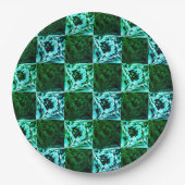 緑と空の青いチェスまたはシアン、長方形 ペーパープレート (正面)