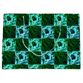 緑と空の青いチェスまたはシアン、長方形 ラージペーパーバッグ (正面)