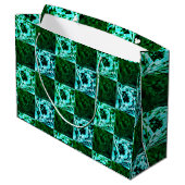 緑と空の青いチェスまたはシアン、長方形 ラージペーパーバッグ (裏面アングル)