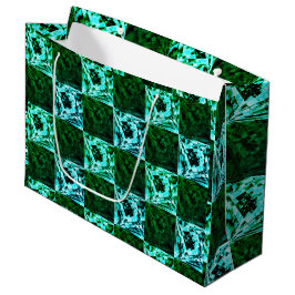 緑と空の青いチェスまたはシアン、長方形 ラージペーパーバッグ