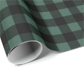 緑と素朴黒のバッファローの格子状のクリスマス ラッピングペーパー (ロールコーナー)