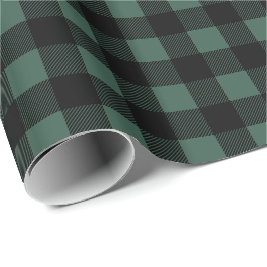 緑と素朴黒のバッファローの格子状のクリスマス ラッピングペーパー (ロールコーナー)