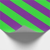 緑と紫のオーニングのストライプ ラッピングペーパー (角)