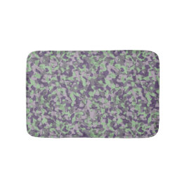 緑と紫のカモフラージュ抽象画 バスマット