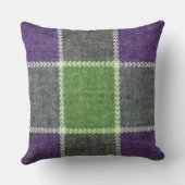 緑と紫のギンガムチェックのプレイドフランネルルック クッション (裏面)