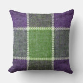 緑と紫のギンガムチェックのプレイドフランネルルック クッション (正面)