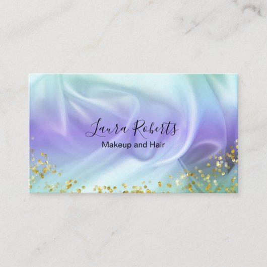 緑と紫のグリッター名刺 名刺 (正面)