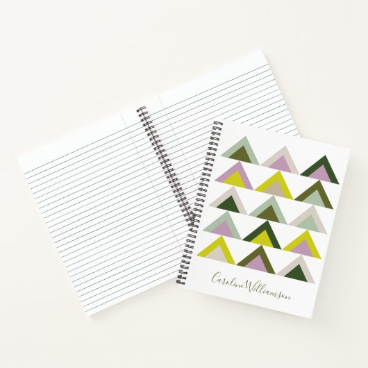 緑と紫のジオメトリックパーソナライズされた三角形 ノートブック (内部)