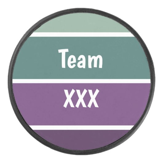 緑と紫のストライプ アイスホッケーパック (正面)