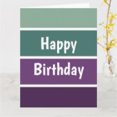 緑と紫のストライプ カード (黄色い花)