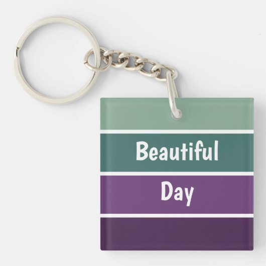 緑と紫のストライプ キーホルダー (正面)