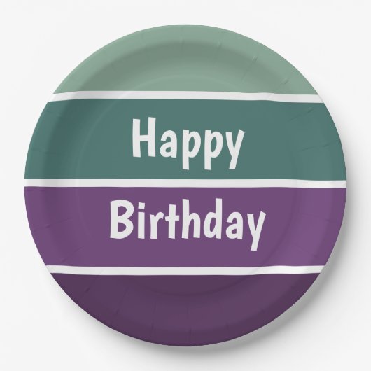 緑と紫のストライプ ペーパープレート (正面)