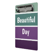 緑と紫のストライプ ミニクリップボード (アングル2)