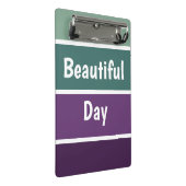 緑と紫のストライプ ミニクリップボード (アングル)