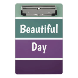 緑と紫のストライプ ミニクリップボード