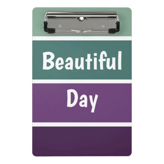 緑と紫のストライプ ミニクリップボード (正面)