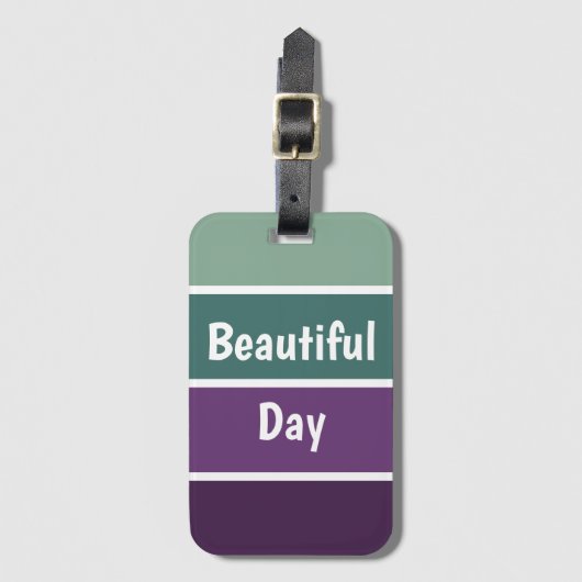 緑と紫のストライプ ラゲッジタグ (正面縦)