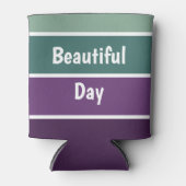 緑と紫のストライプ 缶クーラー (正面)