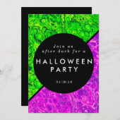 緑と紫のスライムハロウィーン招待状 招待状 (正面/裏面)