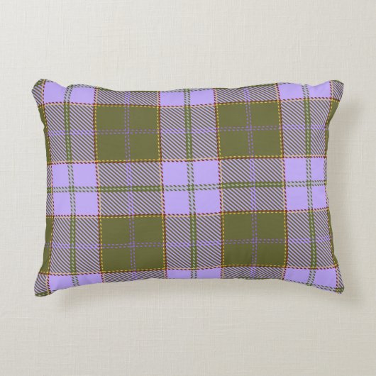 緑と紫のタータンチェックプレイドスコティッシュシームレスパ アクセントクッション (正面)