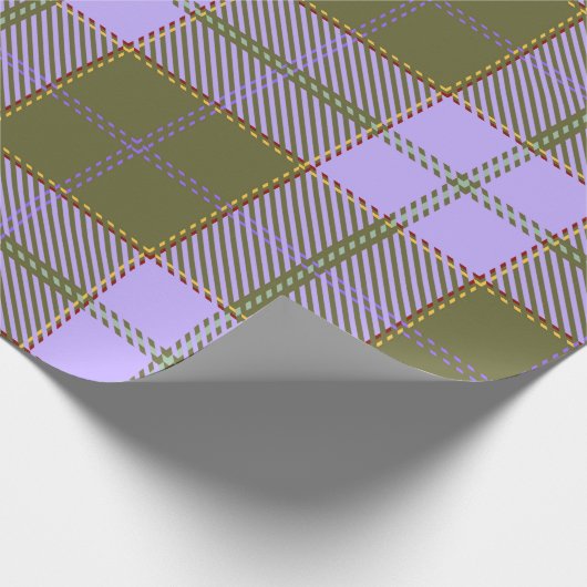 緑と紫のタータンチェックプレイドスコティッシュシームレスパ ラッピングペーパー (角)