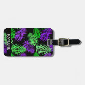 緑と紫のパーム離れの荷札 ラゲッジタグ (正面横)
