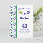 緑と紫のピックボールB'day + RSVP招待 招待状 (スタンド正面)