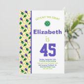 緑と紫のピックルボール誕生日パーティー 招待状 (スタンド正面)