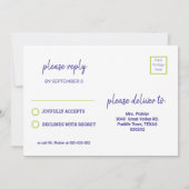 緑と紫のピックルボール 誕生日 + RSVP 招待状 (裏面)