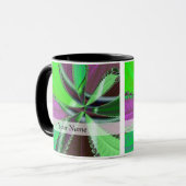 緑と紫のフラクタルパターン マグカップ (正面左)