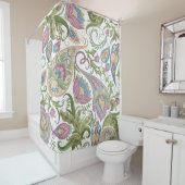 緑と紫のペイズリーフローラシャワーカーテン シャワーカーテン (インサイチュ)
