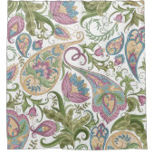 緑と紫のペイズリーフローラシャワーカーテン シャワーカーテン (正面)