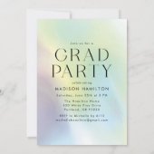緑と紫のホログラフィック写真卒業パーティー 招待状 (裏面)