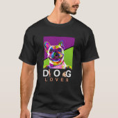 緑と紫のポップ・アートの犬の恋人 Tシャツ (正面)