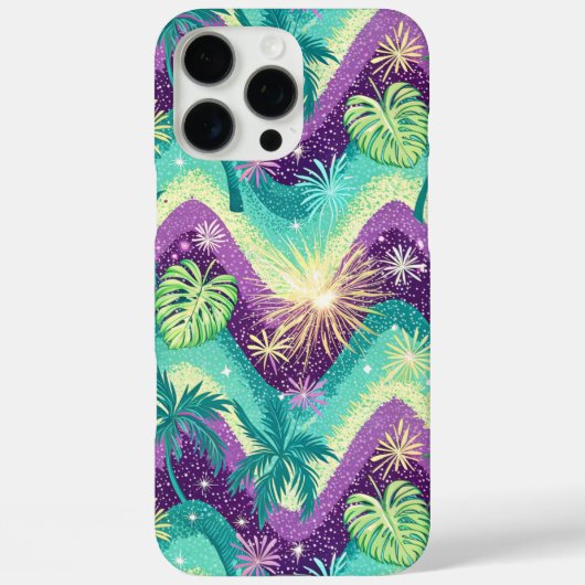 緑と紫のヤシ Case-Mate iPhoneケース (裏面)