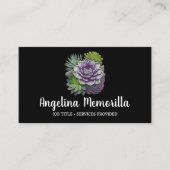 緑と紫の多肉植物ガーデン 名刺 (正面)