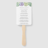 緑と紫の多肉植物結婚式 プログラム ハンドファン (裏面)