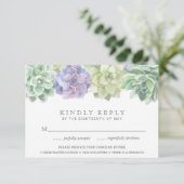 緑と紫の多肉食の結婚選択 出欠カード (スタンド正面)