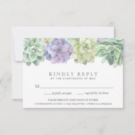 緑と紫の多肉食の結婚選択 出欠カード